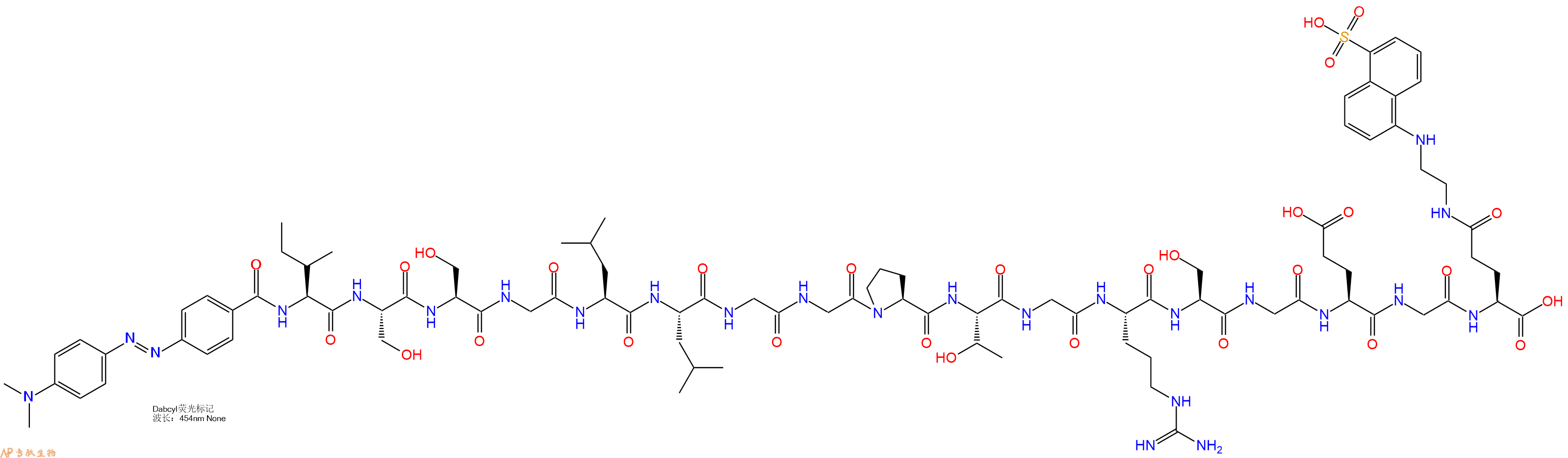 专肽生物产品DABCYL-Ile-Ser-Ser-Gly-Leu-Leu-Gly-Gly-Pro-Thr-Gly-Arg-Ser-Gly-Glu-Gly-Glu(Edans)-OH