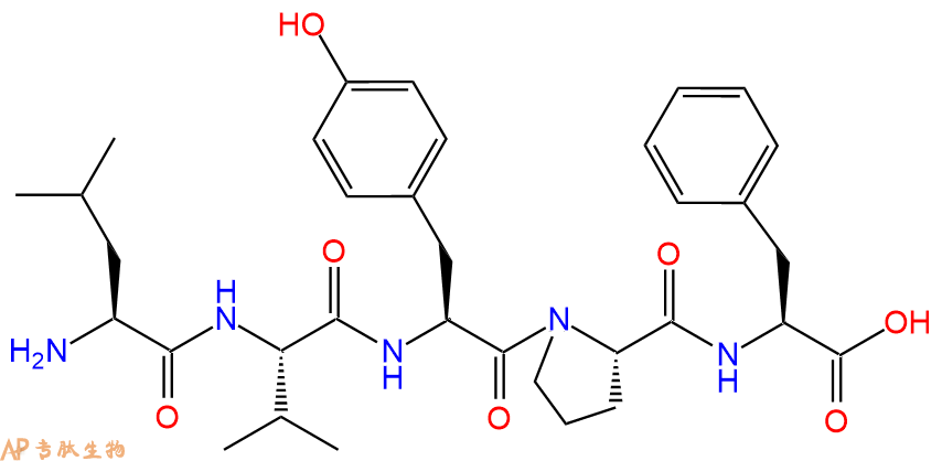 专肽生物产品H2N-Leu-Val-Tyr-Pro-Phe-OH