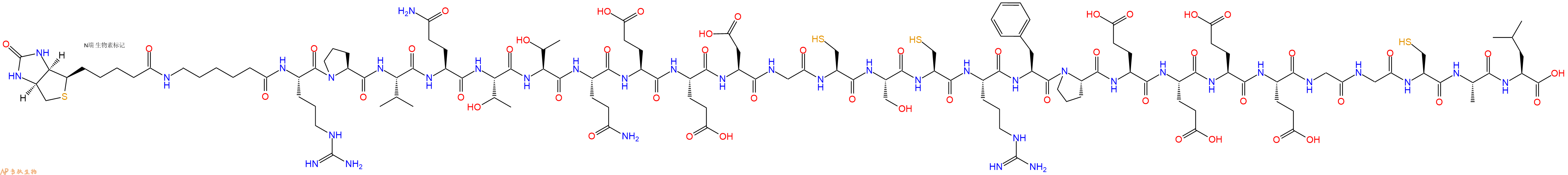 专肽生物产品Biotinyl-Ahx-Arg-Pro-Val-Gln-Thr-Thr-Gln-Glu-Glu-Asp-Gly-Cys-Ser-Cys-Arg-Phe-Pro-Glu-Glu-Glu-Glu-Gly-Gly-Cys-Ala-Leu-OH