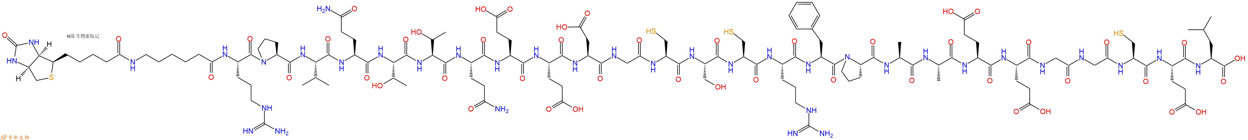 专肽生物产品Biotinyl-Ahx-Arg-Pro-Val-Gln-Thr-Thr-Gln-Glu-Glu-Asp-Gly-Cys-Ser-Cys-Arg-Phe-Pro-Ala-Ala-Glu-Glu-Gly-Gly-Cys-Glu-Leu-OH