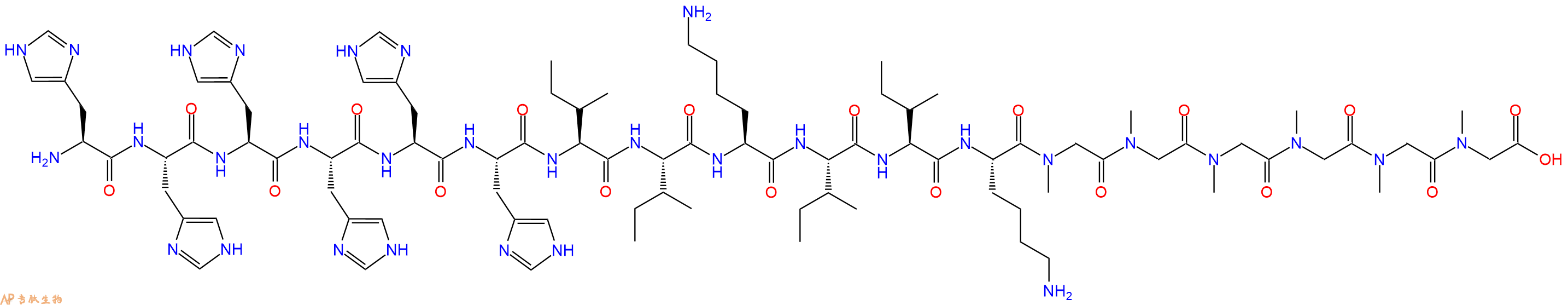 专肽生物产品H2N-His-His-His-His-His-His-Ile-Ile-Lys-Ile-Ile-Lys-Sar-Sar-Sar-Sar-Sar-Sar-OH