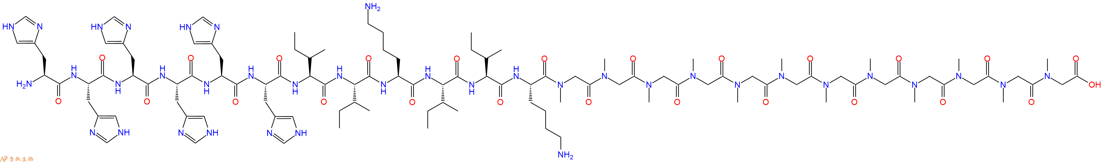 专肽生物产品H2N-His-His-His-His-His-His-Ile-Ile-Lys-Ile-Ile-Lys-Sar-Sar-Sar-Sar-Sar-Sar-Sar-Sar-Sar-Sar-Sar-Sar-OH