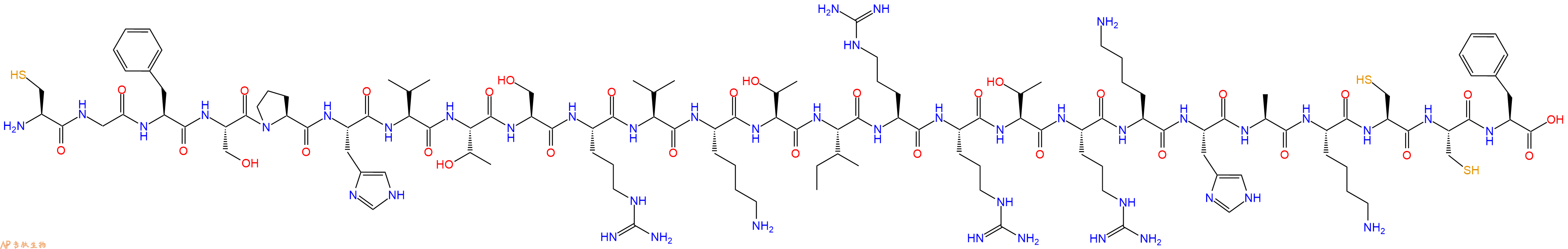 专肽生物产品H2N-Cys-Gly-Phe-Ser-Pro-His-Val-Thr-Ser-Arg-Val-Lys-Thr-Ile-Arg-Arg-Thr-Arg-Lys-His-Ala-Lys-Cys-Cys-Phe-OH