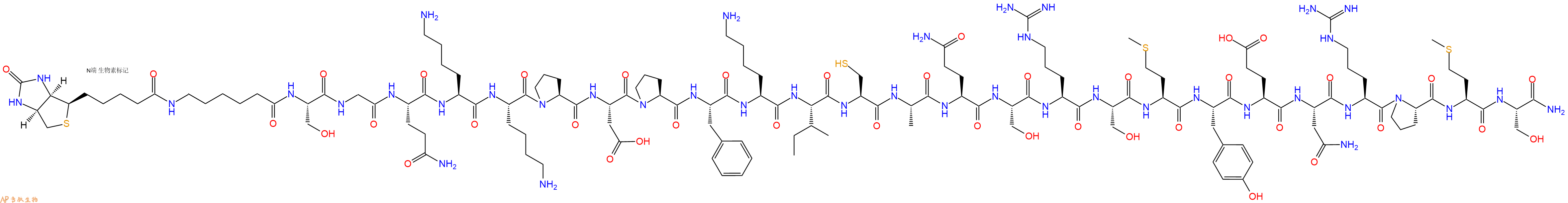 专肽生物产品Biotinyl-Ahx-Ser-Gly-Gln-Lys-Lys-Pro-Asp-Pro-Phe-Lys-Ile-Cys-Ala-Gln-Ser-Arg-Ser-Met-Tyr-Glu-Asn-Arg-Pro-Met-Ser-CONH2