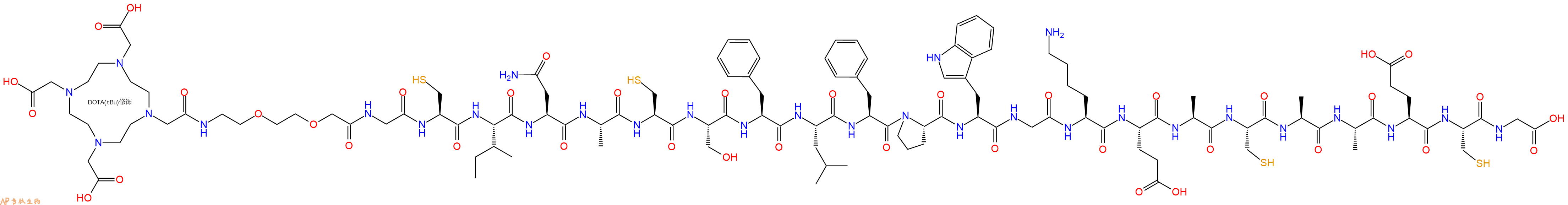 专肽生物产品DOTA-AEEA-Gly-Cys-Ile-Asn-Ala-Cys-Ser-Phe-Leu-Phe-Pro-Trp-Gly-Lys-Glu-Ala-Cys-Ala-Ala-Glu-Cys-Gly-OH