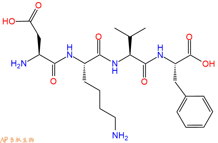 专肽生物产品H2N-Asp-Lys-Val-Phe-OH
