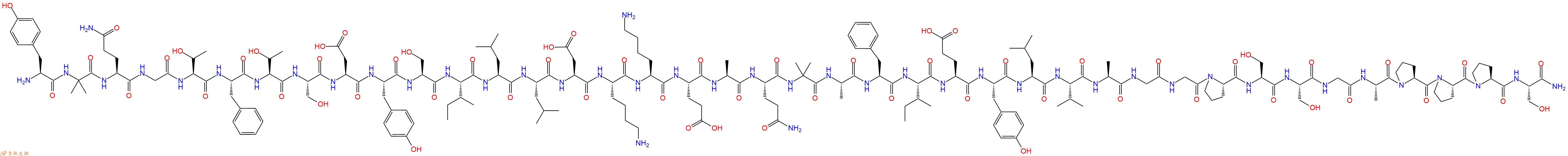 专肽生物产品H2N-Tyr-Aib-Gln-Gly-Thr-Phe-Thr-Ser-Asp-Tyr-Ser-Ile-Leu-Leu-Asp-Lys-Lys-Glu-Ala-Gln-Aib-Ala-Phe-Ile-Glu-Tyr-Leu-Val-Ala-Gly-Gly-Pro-Ser-Ser-Gly-Ala-Pro-Pro-Pro-Ser-CONH2