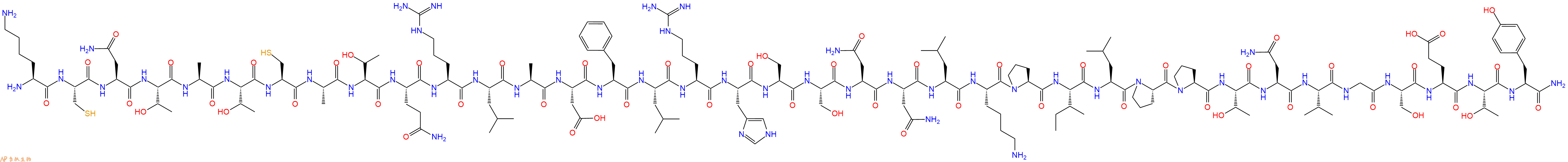 专肽生物产品H2N-Lys-Cys-Asn-Thr-Ala-Thr-Cys-Ala-Thr-Gln-Arg-Leu-Ala-Asp-Phe-Leu-Arg-His-Ser-Ser-Asn-Asn-Leu-Lys-Pro-Ile-Leu-Pro-Pro-Thr-Asn-Val-Gly-Ser-Glu-Thr-Tyr-CONH2
