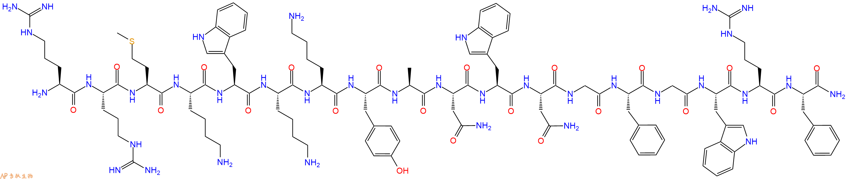 专肽生物产品H2N-Arg-Arg-Met-Lys-Trp-Lys-Lys-Tyr-Ala-Asn-Trp-Asn-Gly-Phe-Gly-Trp-Arg-Phe-CONH2