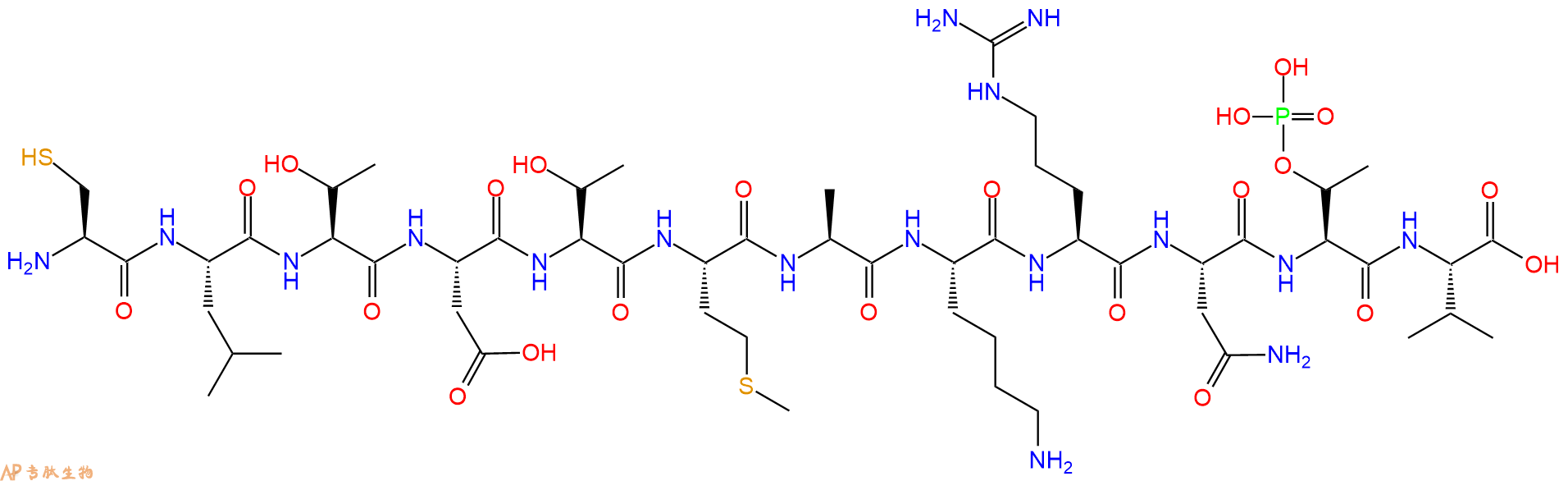 专肽生物产品H2N-Cys-Leu-Thr-Asp-Thr-Met-Ala-Lys-Arg-Asn-pThr-Val-OH
