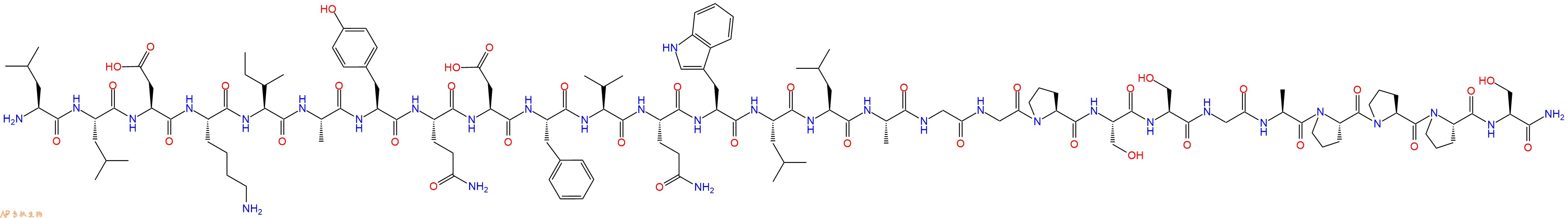 专肽生物产品H2N-Leu-Leu-Asp-Lys-Ile-Ala-Tyr-Gln-Asp-Phe-Val-Gln-Trp-Leu-Leu-Ala-Gly-Gly-Pro-Ser-Ser-Gly-Ala-Pro-Pro-Pro-Ser-CONH2