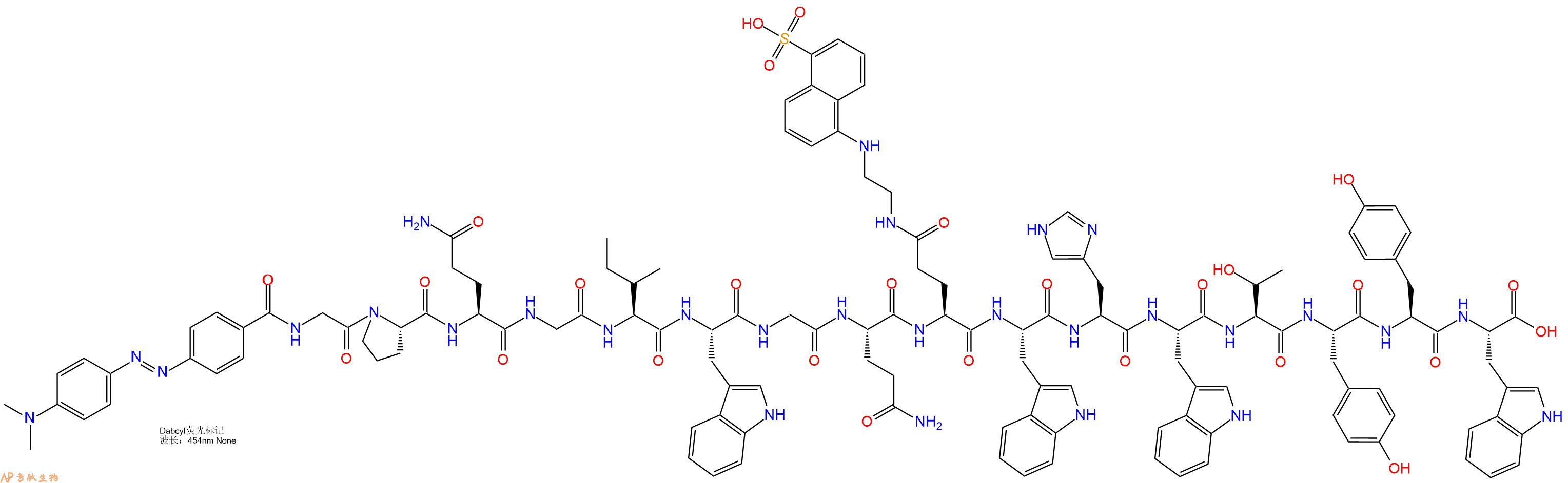 专肽生物产品DABCYL-Gly-Pro-Gln-Gly-Ile-Trp-Gly-Gln-Glu(Edans)-Trp-His-Trp-Thr-Tyr-Tyr-Trp-OH
