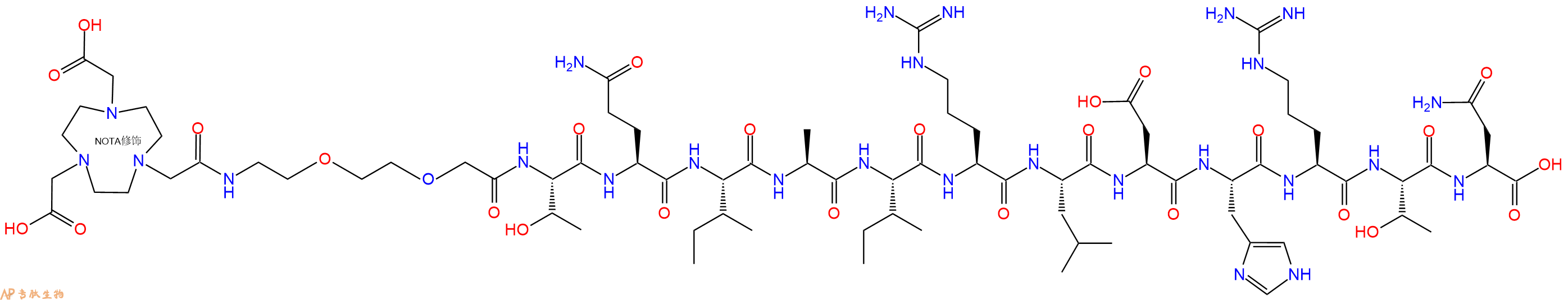专肽生物产品NOTA-PEG2-Thr-Gln-Ile-Ala-Ile-Arg-Leu-Asp-His-Arg-Thr-Asn