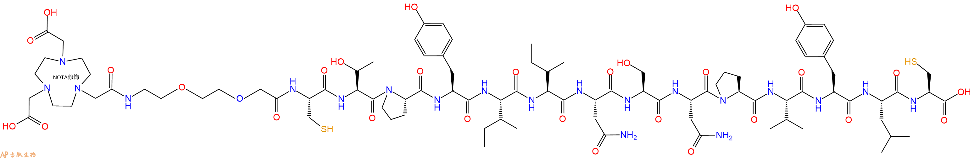 专肽生物产品NOTA-PEG2-Cys-Thr-Pro-Tyr-Ile-Ile-Asn-Ser-Asn-Pro-Val-Tyr-Leu-Cys