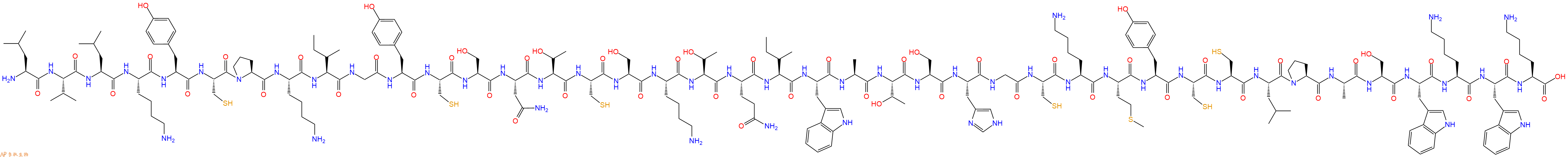 专肽生物产品H2N-Leu-Val-Leu-Lys-Tyr-Cys-Pro-Lys-Ile-Gly-Tyr-Cys-Ser-Asn-Thr-Cys-Ser-Lys-Thr-Gln-Ile-Trp-Ala-Thr-Ser-His-Gly-Cys-Lys-Met-Tyr-Cys-Cys-Leu-Pro-Ala-Ser-Trp-Lys-Trp-Lys-OH