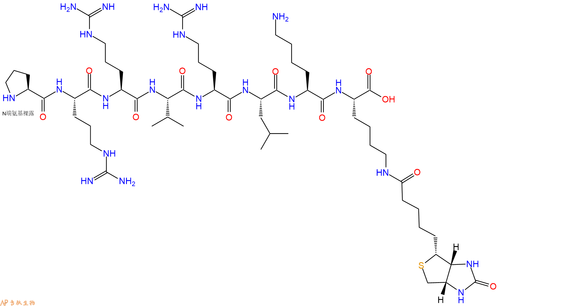 专肽生物产品H2N-Pro-Arg-Arg-Val-Arg-Leu-Lys-Lys(Biotin)-OH
