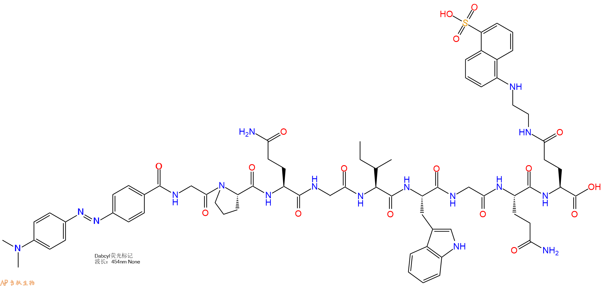专肽生物产品DABCYL-Gly-Pro-Gln-Gly-Ile-Trp-Gly-Gln-Glu(Edans)-OH