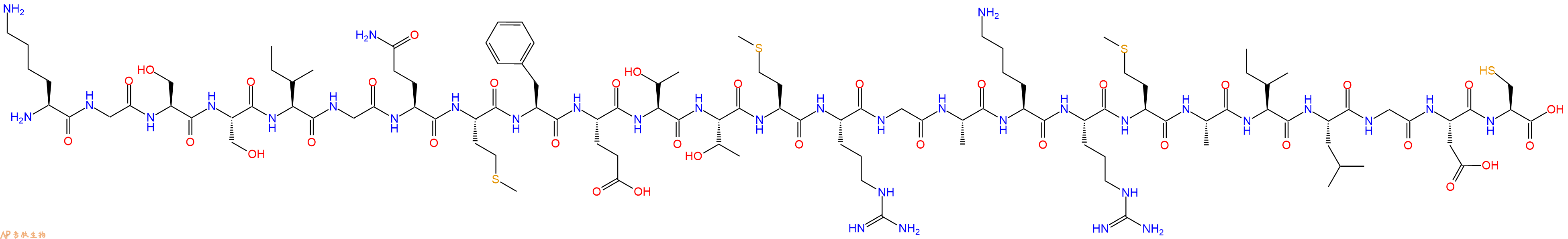 专肽生物产品H2N-Lys-Gly-Ser-Ser-Ile-Gly-Gln-Met-Phe-Glu-Thr-Thr-Met-Arg-Gly-Ala-Lys-Arg-Met-Ala-Ile-Leu-Gly-Asp-Cys-OH