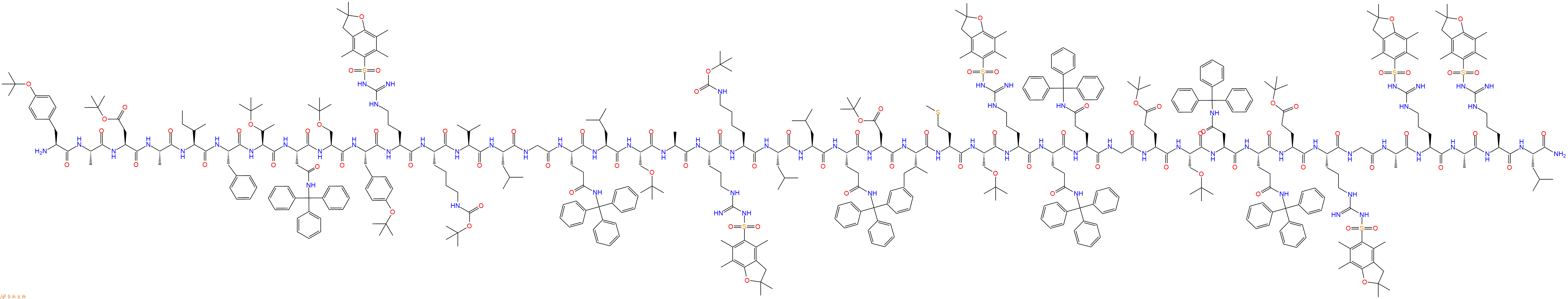 专肽生物产品H2N-Tyr(tBu)-Ala-Asp(OtBu)-Ala-Ile-Phe-Thr(tBu)-Asn(Trt)-Ser(tBu)-Tyr(tBu)-Arg(Pbf)-Lys(Boc)-Val-Leu-Gly-Gln(Trt)-Leu-Ser(tBu)-Ala-Arg(Pbf)-Lys(Boc)-Leu-Leu-Gln(Trt)-Asp(OtBu)-Ile-Met-Ser(tBu)-Arg(Pbf)-Gln(Trt)-Gln(Trt)-Gly-Glu(OtBu)-Ser(tBu)-Asn(Trt)-Gln(