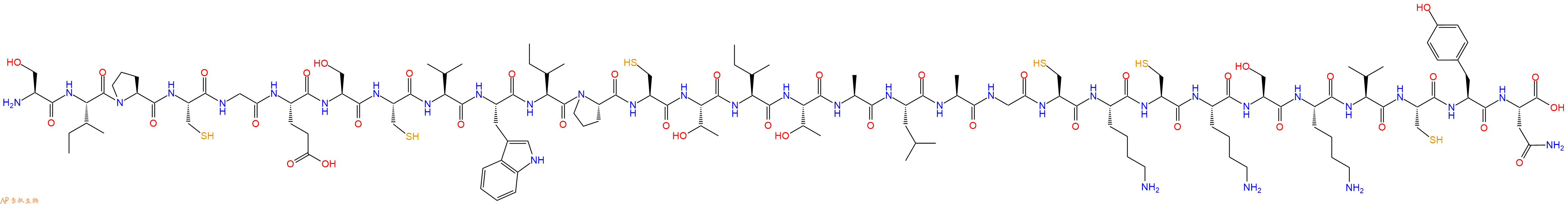 专肽生物产品H2N-Ser-Ile-Pro-Cys-Gly-Glu-Ser-Cys-Val-Trp-Ile-Pro-Cys-Thr-Ile-Thr-Ala-Leu-Ala-Gly-Cys-Lys-Cys-Lys-Ser-Lys-Val-Cys-Tyr-Asn-OH
