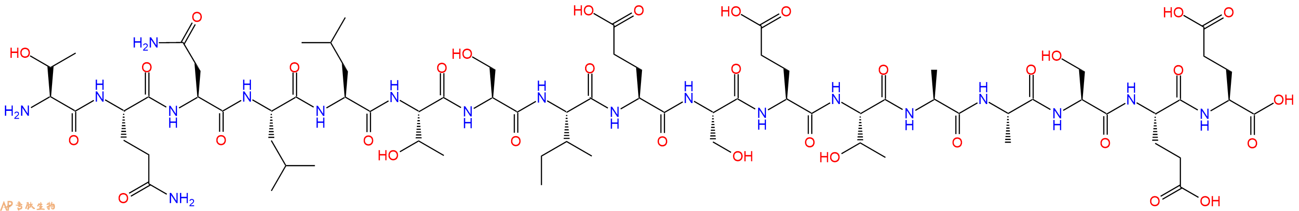 专肽生物产品H2N-Thr-Gln-Asn-Leu-Leu-Thr-Ser-Ile-Glu-Ser-Glu-Thr-Ala-Ala-Ser-Glu-Glu-OH