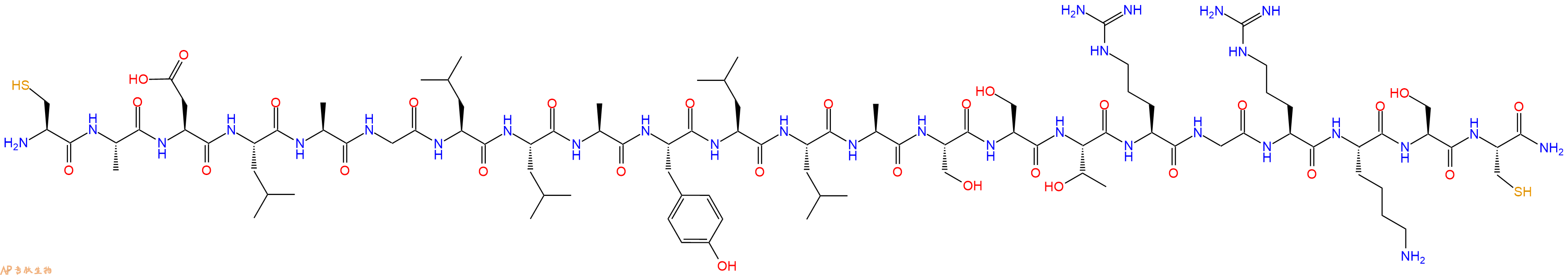 专肽生物产品H2N-Cys-Ala-Asp-Leu-Ala-Gly-Leu-Leu-Ala-Tyr-Leu-Leu-Ala-Ser-Ser-Thr-Arg-Gly-Arg-Lys-Ser-Cys-CONH2