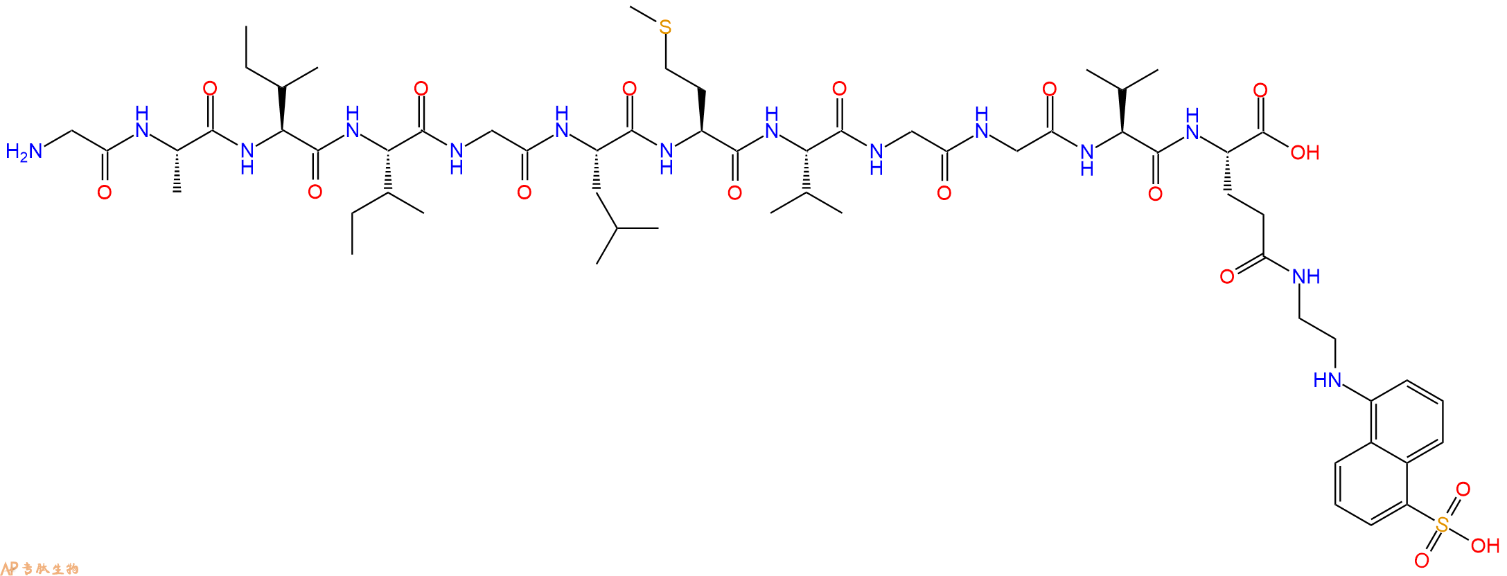 专肽生物产品H2N-Gly-Ala-Ile-Ile-Gly-Leu-Met-Val-Gly-Gly-Val-Glu(Edans)-OH