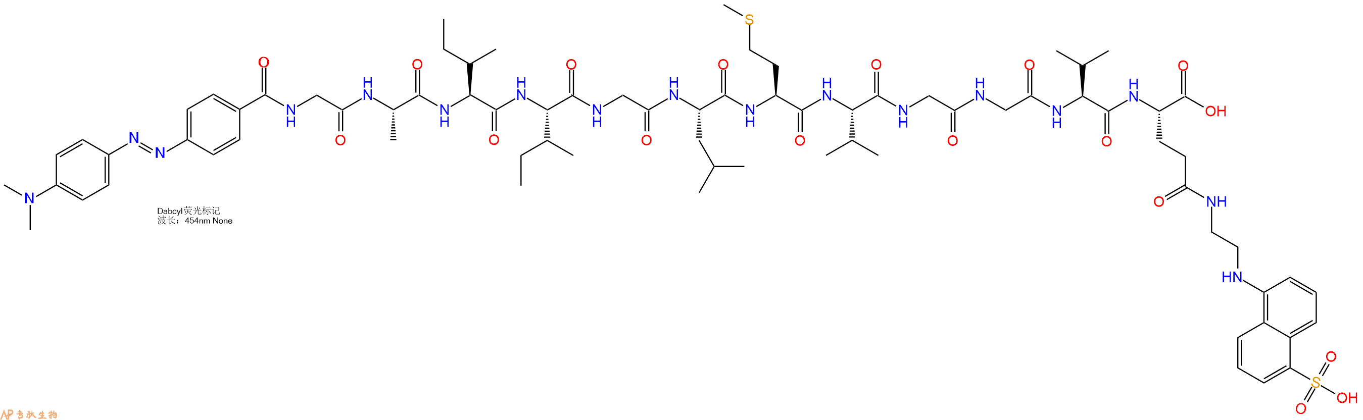 专肽生物产品DABCYL-Gly-Ala-Ile-Ile-Gly-Leu-Met-Val-Gly-Gly-Val-Glu(Edans)-OH