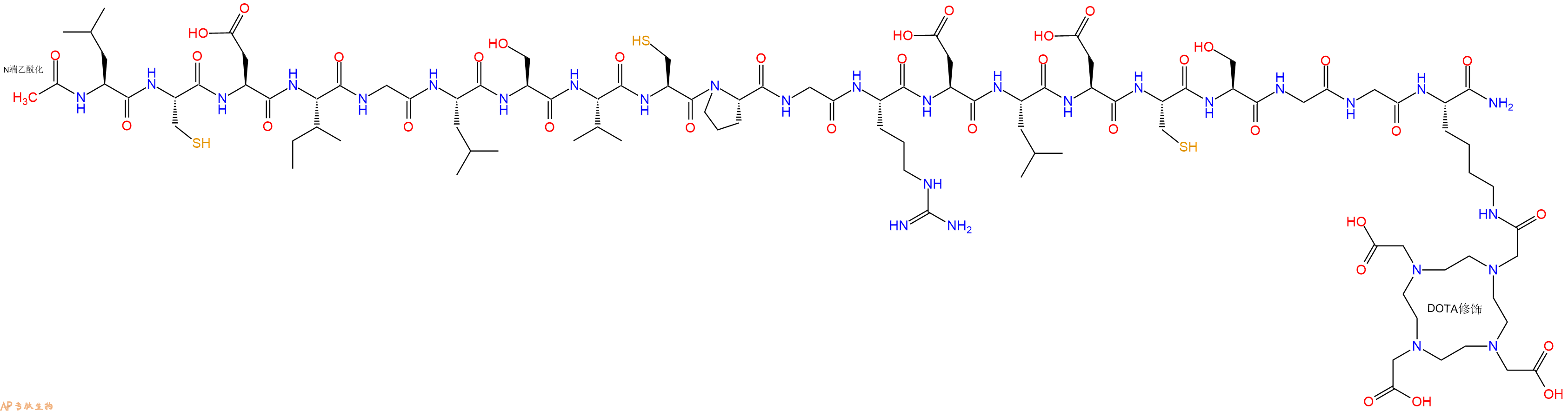 专肽生物产品Ac-Leu-Cys-Asp-Ile-Gly-Leu-Ser-Val-Cys-Pro-Gly-Arg-Asp-Leu-Asp-Cys-Ser-Gly-Gly-Lys(DOTA)-CONH2