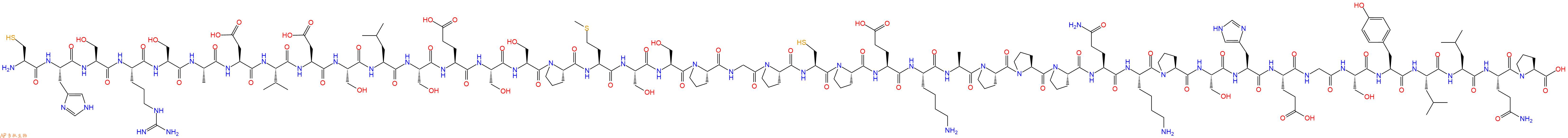 专肽生物产品H2N-Cys-His-Ser-Arg-Ser-Ala-Asp-Val-Asp-Ser-Leu-Ser-Glu-Ser-Ser-Pro-Met-Ser-Ser-Pro-Gly-Pro-Cys-Pro-Glu-Lys-Ala-Pro-Pro-Pro-Gln-Lys-Pro-Ser-His-Glu-Gly-Ser-Tyr-Leu-Leu-Gln-Pro-OH