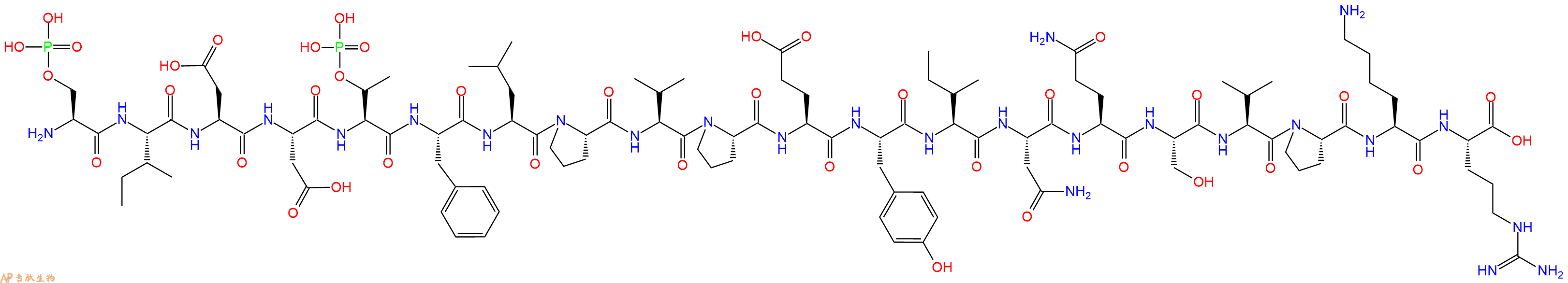 专肽生物产品H2N-Ser(PO3H2)-Ile-Asp-Asp-pThr-Phe-Leu-Pro-Val-Pro-Glu-Tyr-Ile-Asn-Gln-Ser-Val-Pro-Lys-Arg-OH