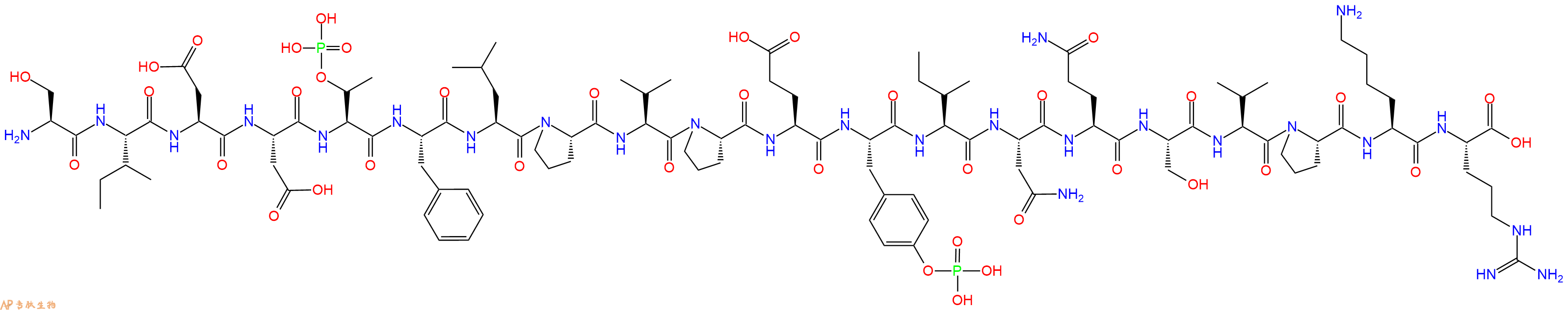 专肽生物产品H2N-Ser-Ile-Asp-Asp-pThr-Phe-Leu-Pro-Val-Pro-Glu-Tyr(PO3H2)-Ile-Asn-Gln-Ser-Val-Pro-Lys-Arg-OH