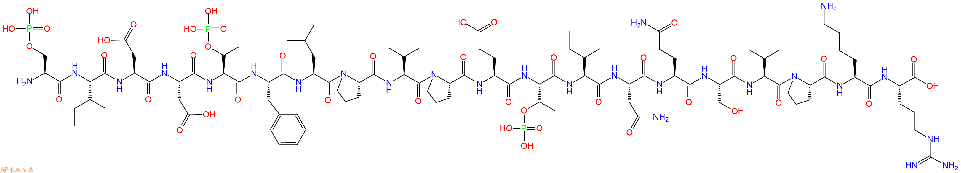 专肽生物产品H2N-Ser(PO3H2)-Ile-Asp-Asp-pThr-Phe-Leu-Pro-Val-Pro-Glu-pThr-Ile-Asn-Gln-Ser-Val-Pro-Lys-Arg-OH