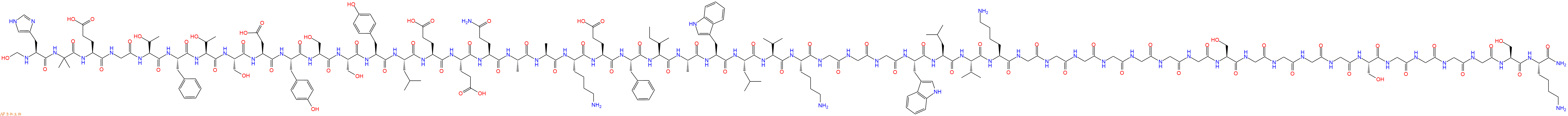 专肽生物产品HO-His-Aib-Glu-Gly-Thr-Phe-Thr-Ser-Asp-Tyr-Ser-Ser-Tyr-Leu-Glu-Glu-Gln-Ala-Ala-Lys-Glu-Phe-Ile-Ala-Trp-Leu-Val-Lys-Gly-Gly-Gly-Trp-Leu-Val-Lys-Gly-Gly-Gly-Gly-Gly-Gly-Gly-Ser-Gly-Gly-Gly-Gly-Ser-Gly-Gly-Gly-Gly-Ser-Lys-CONH2