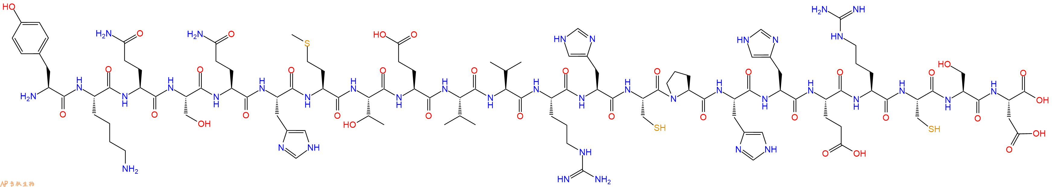 专肽生物产品H2N-Tyr-Lys-Gln-Ser-Gln-His-Met-Thr-Glu-Val-Val-Arg-His-Cys-Pro-His-His-Glu-Arg-Cys-Ser-Asp-OH