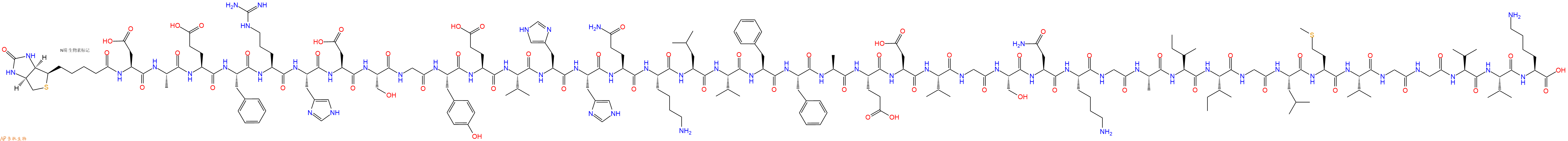 专肽生物产品Biotinyl-Asp-Ala-Glu-Phe-Arg-His-Asp-Ser-Gly-Tyr-Glu-Val-His-His-Gln-Lys-Leu-Val-Phe-Phe-Ala-Glu-Asp-Val-Gly-Ser-Asn-Lys-Gly-Ala-Ile-Ile-Gly-Leu-Met-Val-Gly-Gly-Val-Val-Lys-OH