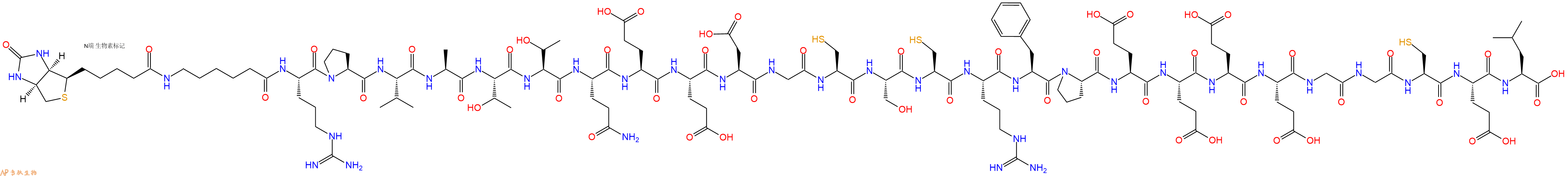 专肽生物产品Biotinyl-Ahx-Arg-Pro-Val-Ala-Thr-Thr-Gln-Glu-Glu-Asp-Gly-Cys-Ser-Cys-Arg-Phe-Pro-Glu-Glu-Glu-Glu-Gly-Gly-Cys-Glu-Leu-OH