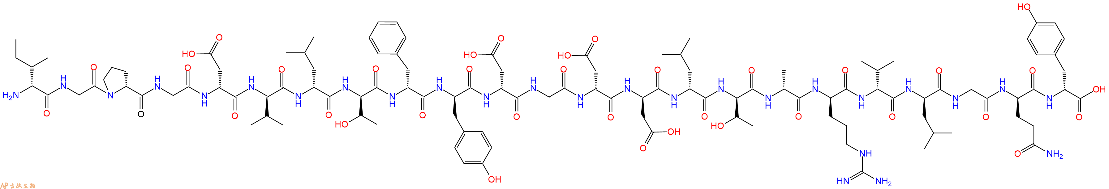 专肽生物产品H2N-DIle-Gly-DPro-Gly-DAsp-DVal-DLeu-DThr-DPhe-DTyr-DAsp-Gly-DAsp-DAsp-DLeu-DThr-DAla-DArg-DVal-DLeu-Gly-DGln-DTyr-OH