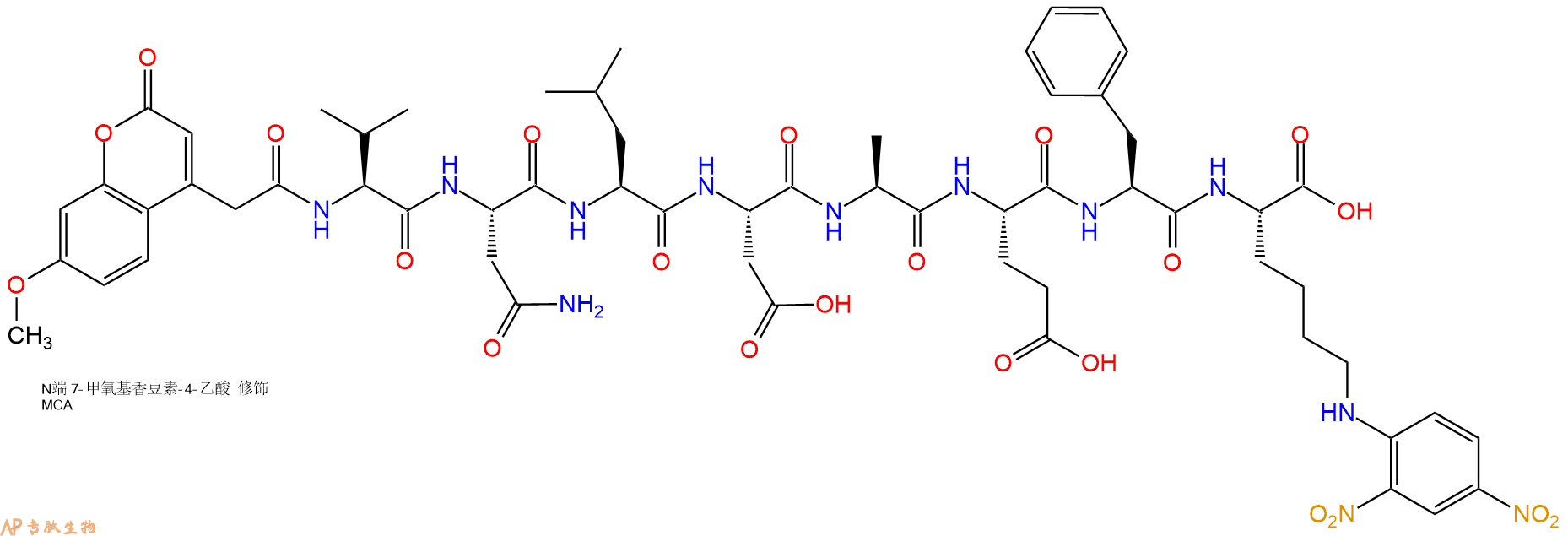 专肽生物产品MCA-(Asn670,Leu671)-Amyloid b/A4 Protein Precursor770 (669-675)-Lys(DNP)