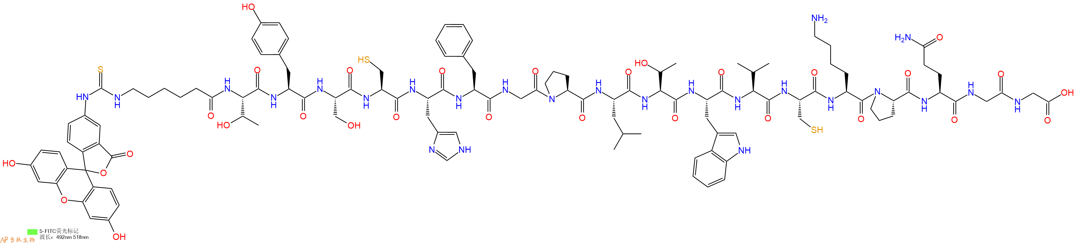 专肽生物产品EMP17, FITC-LC labeled
